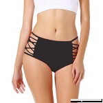 SAYFUT Women's Sexy Bikini High Waisted Strappy Brief Bottom Solid Tankini Swimsuit Black B07DX4F9HN